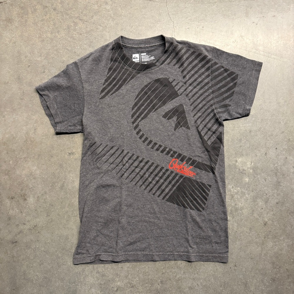 Quiksilver Mens Small Charcoal Heather Grey Graphic Logo Surf T-Shirt RN114199